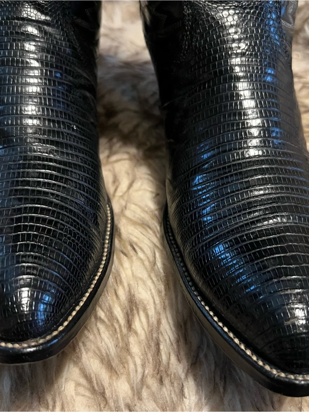 Dan Post Men Black Lizard & Leather Western Cowboy Boots Sz 9.5 E
